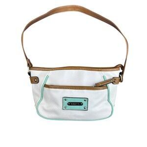 Rosetti Small Shoulder Bag White Tan Mint Green Vegan Leather Multi Pocket Purse